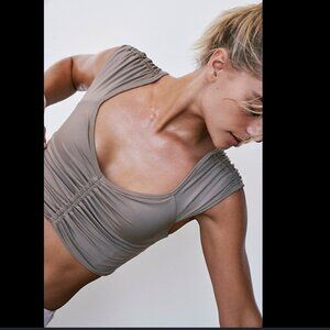 Free People Breath Deeper Crop Tank - Mushroom - S